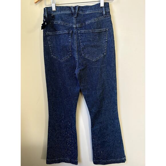 Veronica Beard Carson High Rise Ankle Flare Jeans Rhinestones Indigo Size 26 New - Picture 4 of 11